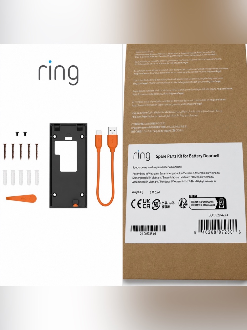 Ring Spare Parts Kit for Battery Doorbell New Sealed Genuine